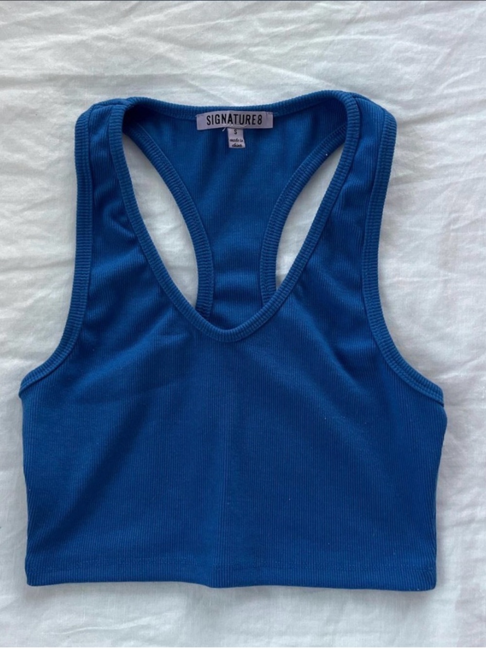 Signature8 Royal Blue Ribbed Racerback Crop Tank
